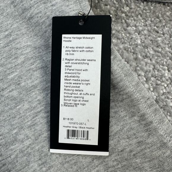 Rhone Hoodie Mens Large Heritage Midweight Relaxed Fit Pullover Sweatshirt - Picture 7 of 12